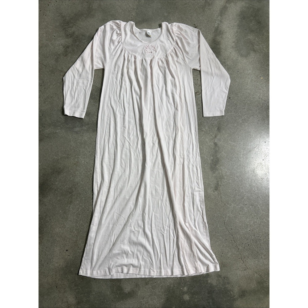CALIDA Switzerland Nightgown Size XS Pink Long Sleeve 100% Cotton Night Dress